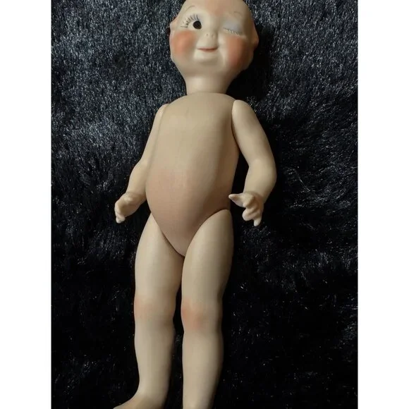 Vintage Kewpie Porcelain Bisque Doll Articulated Limbs Collectible 7" Winking - Picture 4 of 6